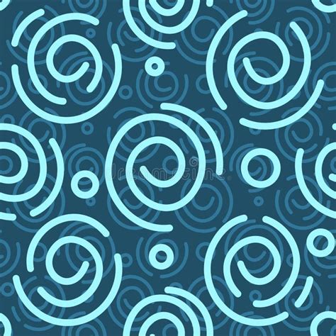 Abstract Blue And White Spiral Background Vector Seamless Pattern