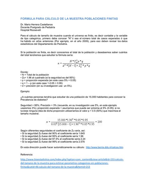 Calculo Del Tamaño De La Muestra Ejemplo Opciones De Ejemplo