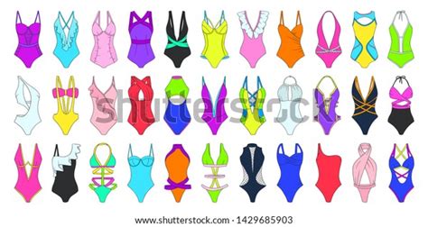 Swimming Suits Set Doodle Bikini One Stock Vector Royalty Free