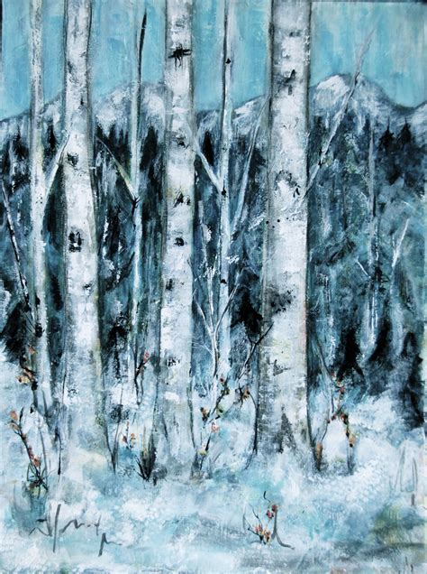 Painting Of Birch Trees In Winter at PaintingValley.com | Explore collection of Painting Of ...