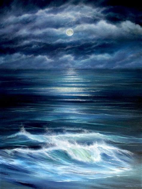 Sea At Night Painting - Creativeline