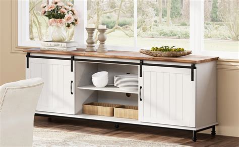 Amazon WAMPAT White Farmhouse Accent Buffet Sideboard Storage