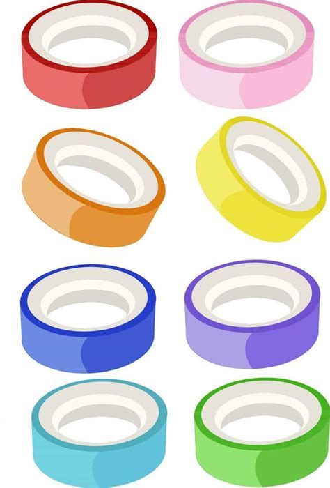 stationery, office and school supplies scotch tape, colorful stationery scotch tape vector ...