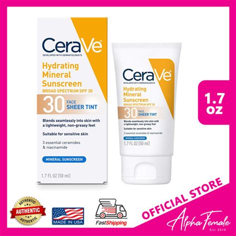 Cerave Hydrating Mineral Sunscreen Spf Face Sheer Tint Lightweight