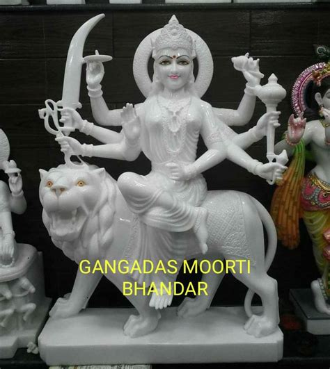 Traditional Hindu White Marble Durga Mata Statue For Worship At Rs