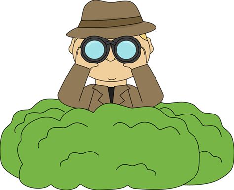 Detective In Bushes With Binoculars Detective Theme Detective Clip Art