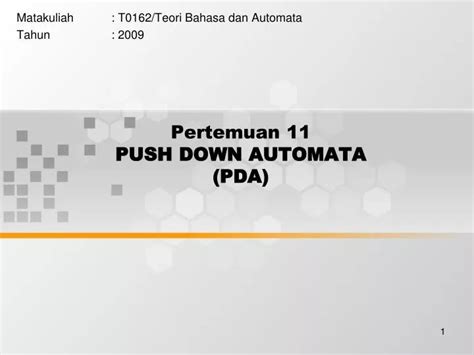 Ppt Pertemuan Push Down Automata Pda Powerpoint Presentation