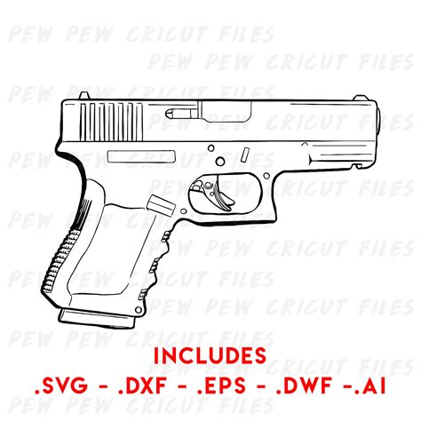 Glock 19 Svg Gun Cricut Files Full Color Handgun Vector Etsy