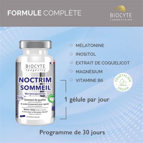 Biocyte Noctrim Forte gélules Mélatonine Insomnie Bien dormir