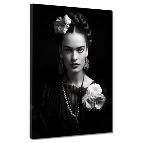 Leinwandbild Wandbild Beautiful Frida Kahlo schwarz weiß Bild Kunst eBay