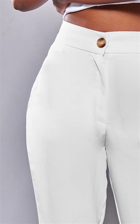 White Tailored High Waist Straight Leg Trousers Prettylittlething