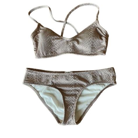 Hula Honey Swim Hula Honey Tan Snake Bikini Set Small Swim Brown