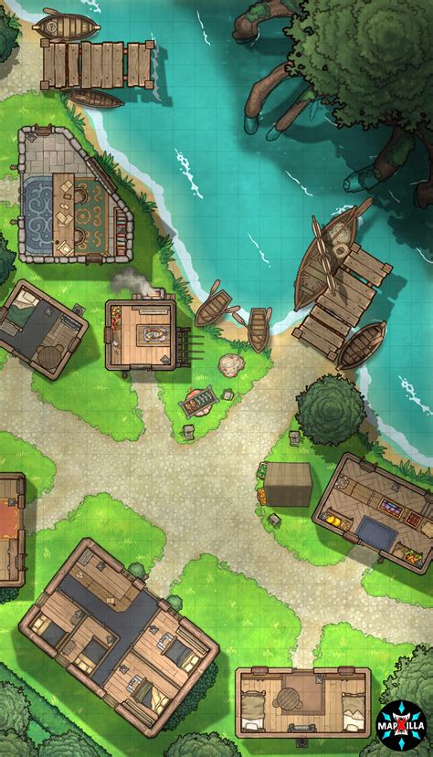 [OC] [ART] Fishing Village [20 x 35] : r/DnD