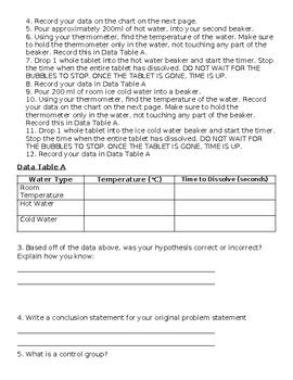 Middle School Science - Alka Seltzer Experiment Lab by Think Like Zink