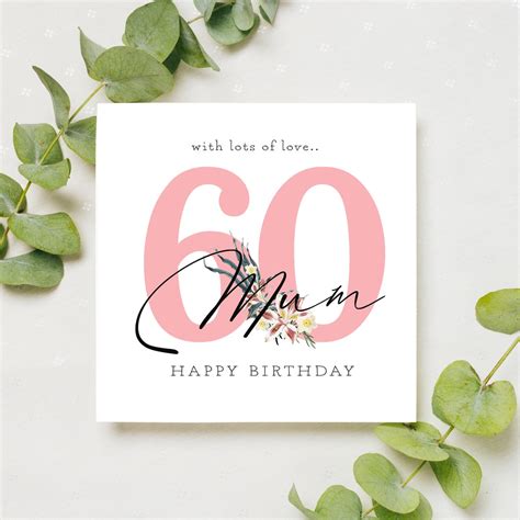 Birthday Card Mum 60th Birthday Card for Mum Sixtieth - Etsy