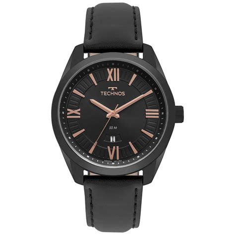 Rel Gio Masculino Technos Classic Steel Msp P Mm Couro Preto