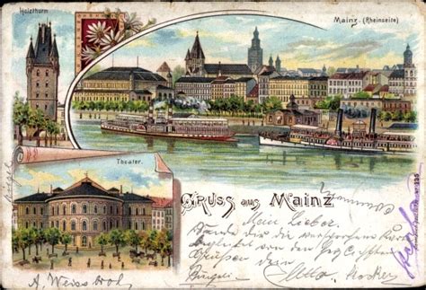 Litho Ansichtskarte Postkarte Mainz Am Rhein Akpool De