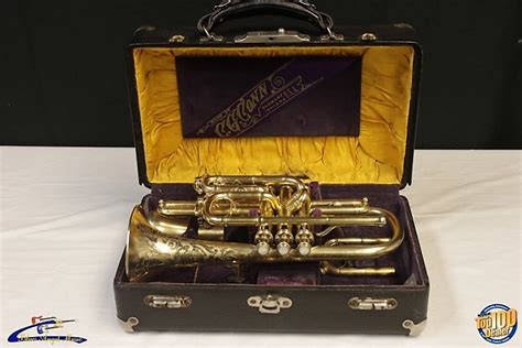 Vintage 1903 Cg Conn Connqueror Cornet W Ohsc Reverb