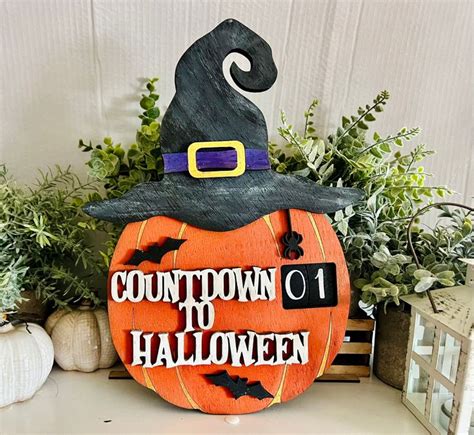 Pumpkin Countdown To Halloween Witch Halloween Decor Spiders