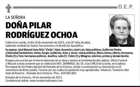 Do A Pilar Rodr Guez Ochoa Esquela Necrol Gica El Diario Monta S