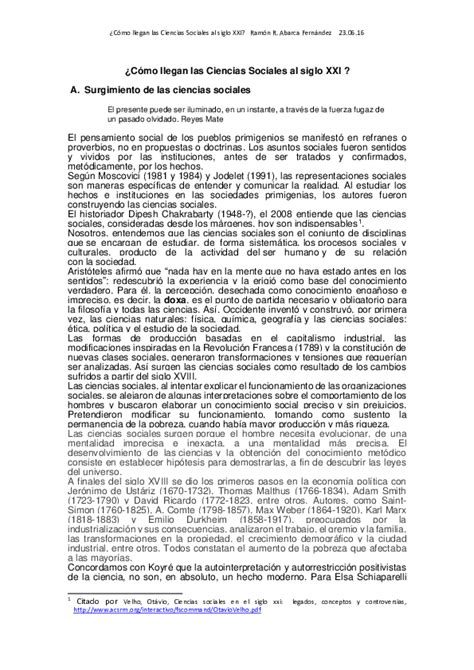 Pdf Cómo Llegan Las Ciencias Sociales Al Siglo Xxi