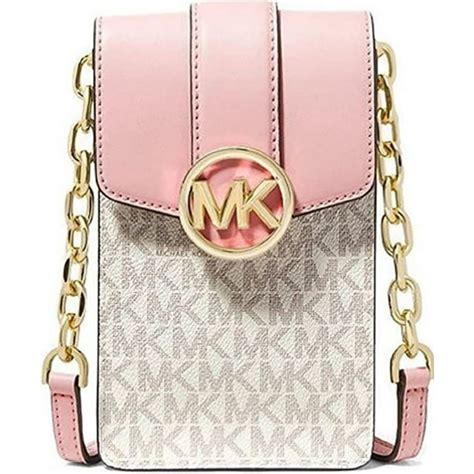 Michael Kors Carmen Smartphone Crossbody Purse Small Faux Leather Powder Blush