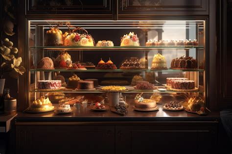 Premium AI Image | A display case of desserts in a restaurant