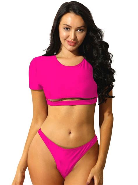 YUUMIN Woman Sexy High Waist Bandage Bikini Set Swimsuit Cutout Tankini