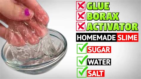 How To Make A Sugar Salt Slime Only No Borax No Glue Diy Homemade Slime Slime Making Easy