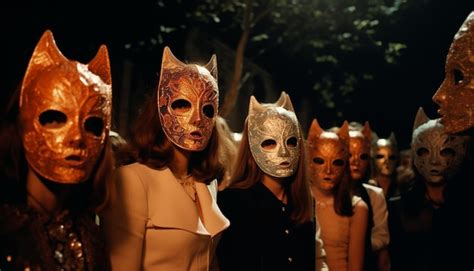 Premium AI Image | 1972 Rothschild mask party editorial photoshoot