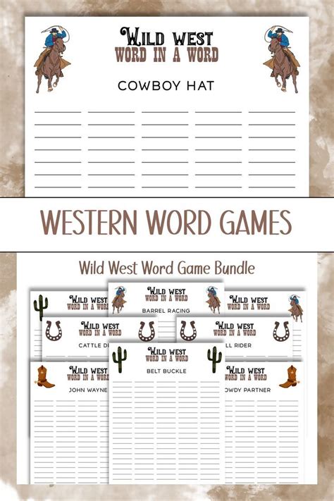 Wild West Word In A Word Party Games Collection Etsy Party Games