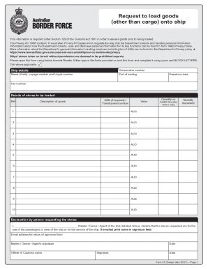 Fillable Online Form 43 Request To Load Goods Other Than Cargo Onto