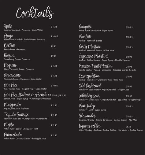 Drinks Menu – Puro Gusto