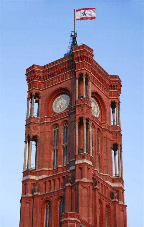 Germany Berlin Clock Tower Of The Town Hall Red Town Hall Stock Photo