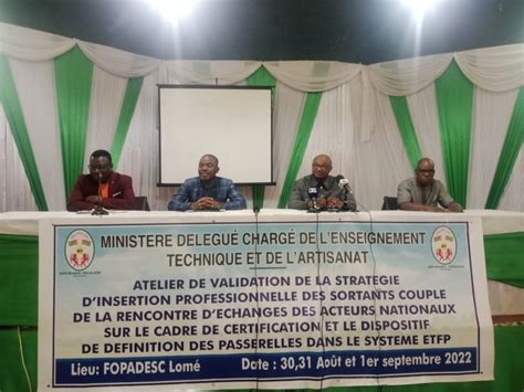 Togo Le document de stratégie dinsertion professionnelle des