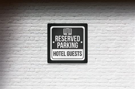 Reserved Parking Hotel Guests With Symbol Print Black And White Notice