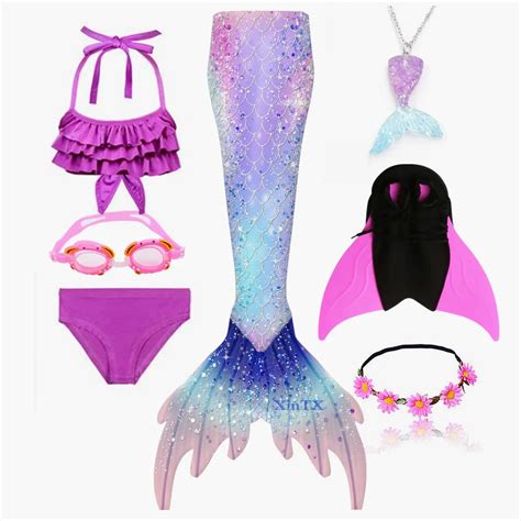 Traje De Ba O De Cola De Sirena Con Monoaleta Para Ni As Hermoso Bikini Vestido