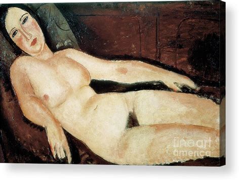 Naked On A Couch Painting By Amedeo Modigliani Acrylic Print By Amedeo
