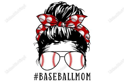 Baseball Mom Png Sublimation Messy Bun Graphic Linkedgo Vinyl