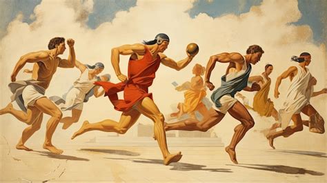 Premium AI Image | Ancient Greek athletes competing in the Olympics