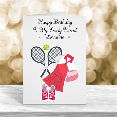 Personalised Tennis Birthday Card Tennis Fan Card Card For Etsy Uk