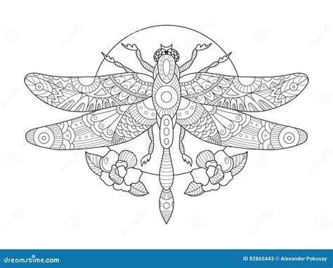 Dragonfly Coloring Book For Adults Vector Stock Vector Illustration