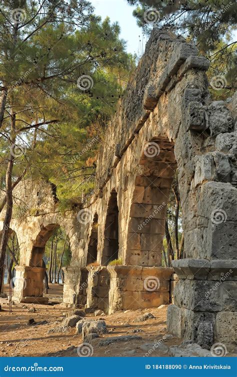 The Ruins Of The Ancient Aqueduct At Phaselis Stock Photo Image Of