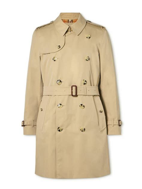 Burberry Kensington Belted Double Breasted Cotton Gabardine Trench