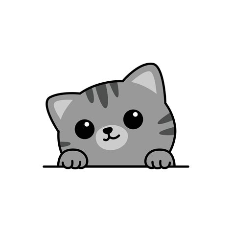 Cute gray cat paws up over wall cartoon, vector illustration 2787930 ...