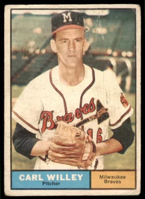 Topps Baseball Card Endommag E Carl Willey Milwaukee Braves