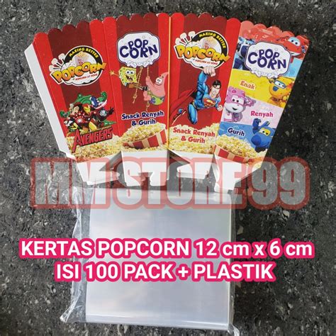 COD 12 CM X 6 CM KERTAS POPCORN MURAH PLASTIK POPCORN KOTAK POPCORN