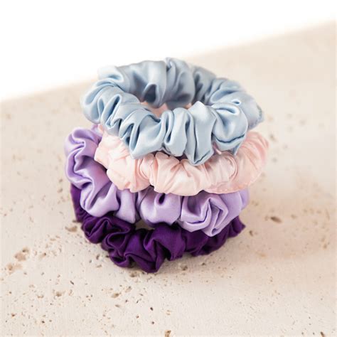 Four Luxurious Pure Silk Small Hair Scrunchies Evelyn Rose