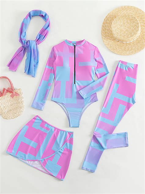 Shein Swim Mulvari Paquetes Ba Ador Burkini Una Pieza Con Cremallera