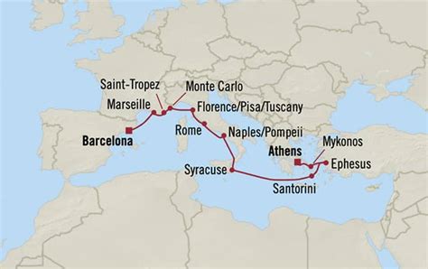 Oceania Cruises 12-days from Barcelona, Spain to Athens (Piraeus), Greece